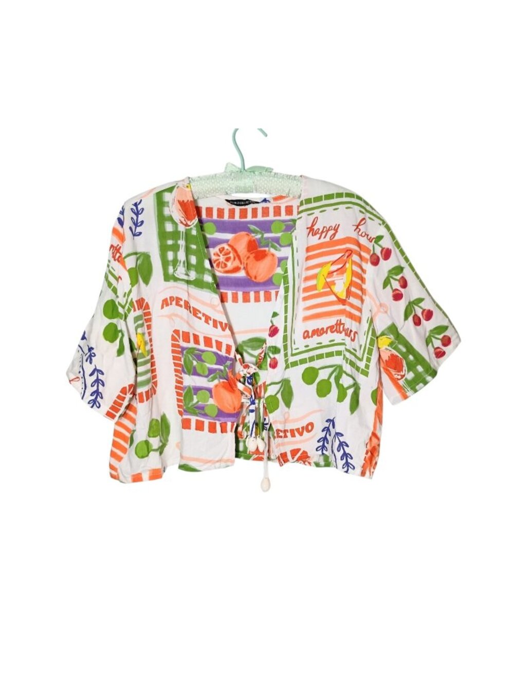 Club Z Collection Fruit Tie Crop Top Cover Up XL Rayon Beach Tropical Shell